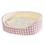 OVAL BED - HOUNDSTOOTH PRINT (PINK) 55x45x15cm HTY0YF20220005064