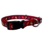 ADJUSTABLE COLLAR (PAWS) (RED) BW/NYCR25PRD